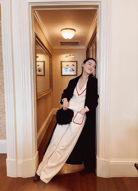 华夫格复古网球风大V领运动套装