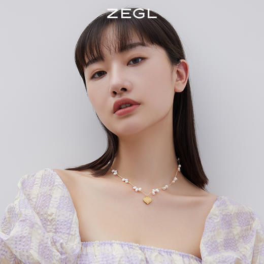 ZEGL淡水珍珠爱心项链女轻奢小众装饰锁骨毛衣链配饰 商品图3