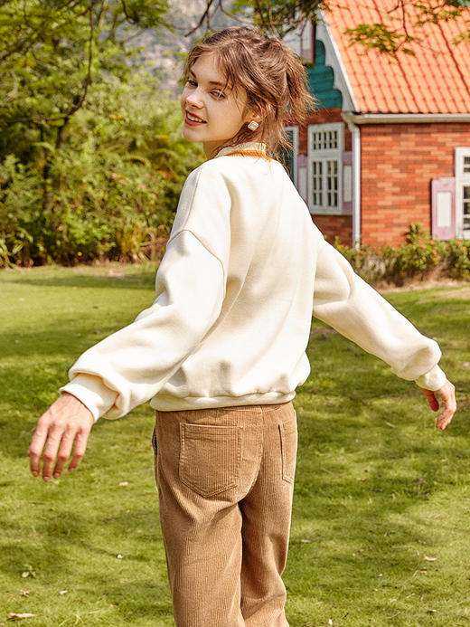 欧芮儿圆领卫衣女春季2025年新款宽松显瘦慵懒时尚减龄印花上衣 商品图3