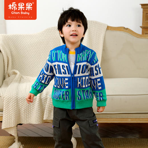 棉果果冬季男童字母对开毛衣M412161521677 商品图0