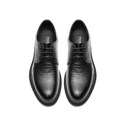 哈森男鞋2021秋季新款商务正装真皮系带压花德比鞋ML14049 商品图2