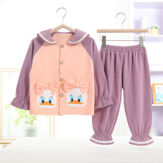 【舒适棉质 感受天然柔软】100%纯棉秋冬新款儿童开衫家居服男女中小童宝宝卡通动漫棉睡衣套女孩翻领韩版套装 商品图6