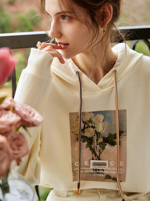 欧芮儿连帽卫衣女2021新款宽松慵懒风小个子薄款套头上衣ins 商品图1