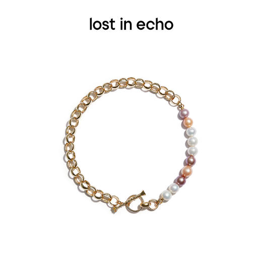 lost in echo 原创设计师品牌 设计感拼色不对称珍珠钉子OT扣项链男女同款 商品图2