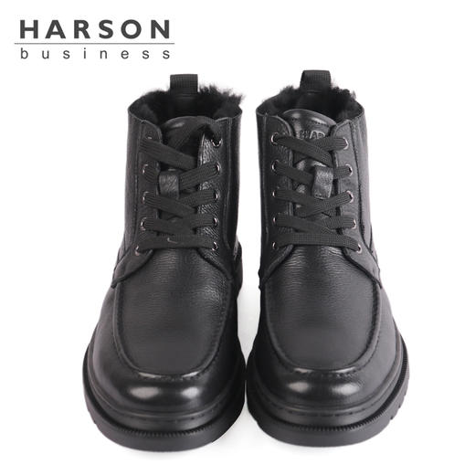 哈森男鞋2021秋季新款商务休闲鞋短筒皮毛一体MA14629 商品图6