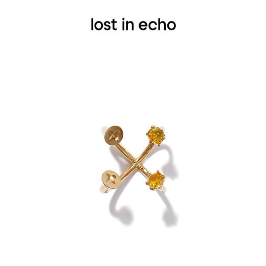 lost in echo 原创设计师品牌 个性设计感双钉头锆石交叉十字架戒指 商品图4