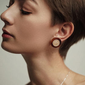 钟欣潼同款 Retro Chic 意大利复古时尚首饰 玳瑁金币耳钉