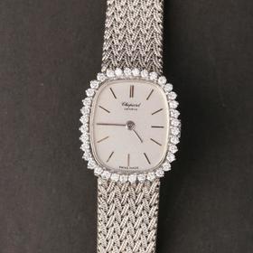 独角鹿西洋古董二手手表瑞士萧邦18K金镶嵌钻石机械腕表女士手表