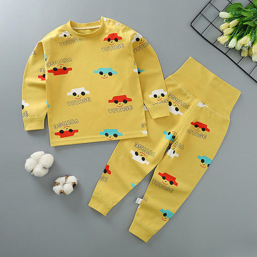 【纯棉更健康 无骨更舒适】宝宝纯棉高腰护肚秋衣秋裤婴幼儿无骨内衣套装儿童睡衣家居服 商品图1