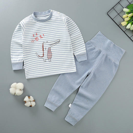 【纯棉更健康 无骨更舒适】宝宝纯棉高腰护肚秋衣秋裤婴幼儿无骨内衣套装儿童睡衣家居服 商品图13