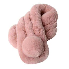 丁摩獭兔毛围巾冬季保暖女士短款纯色真皮草三管围巾球皮草围脖