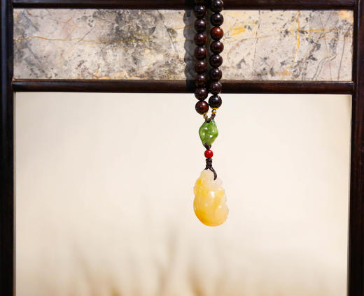 「小叶紫檀」碧玉云扣玛瑙貔貅吊坠手链 8mm 商品图0