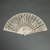 独角鹿西洋古董法国Duvelleroy工坊母贝扇骨珠片刺绣蕾丝扇面折扇 商品缩略图0