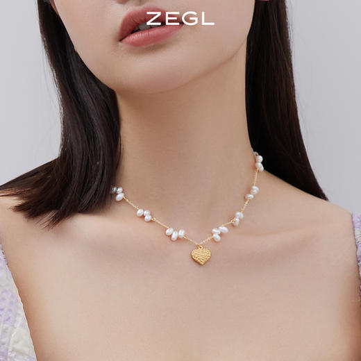 ZEGL淡水珍珠爱心项链女轻奢小众装饰锁骨毛衣链配饰 商品图7