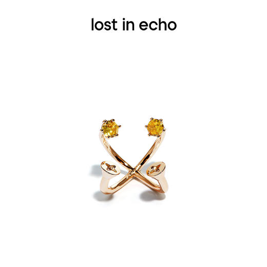lost in echo 原创设计师品牌 个性设计感双钉头锆石交叉十字架戒指 商品图2