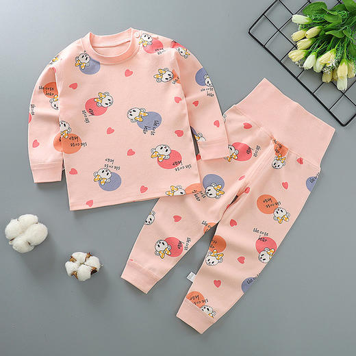 【纯棉更健康 无骨更舒适】宝宝纯棉高腰护肚秋衣秋裤婴幼儿无骨内衣套装儿童睡衣家居服 商品图3