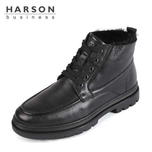 哈森男鞋2021秋季新款商务休闲鞋短筒皮毛一体MA14629 商品图1