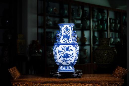 翁继红：柴窑三花三果八方双耳瓶 商品图0