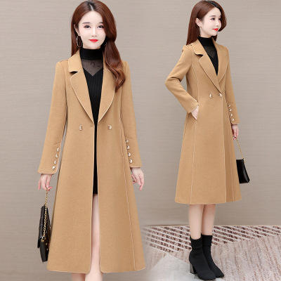 WE- HSY-E21C129双面羊绒过膝大衣女中长2021秋冬新款修身加厚气质优雅毛呢外套 商品图1