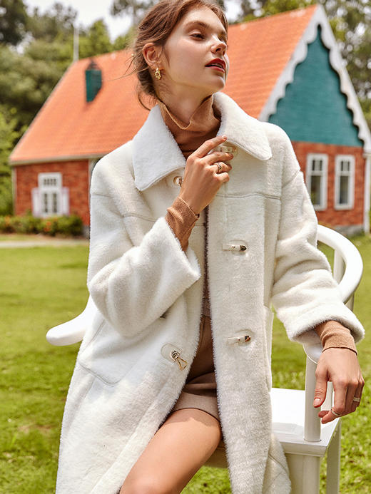 欧芮儿白色外套女春新款2025宽松显瘦时尚洋气休闲中长拼接大衣 商品图0