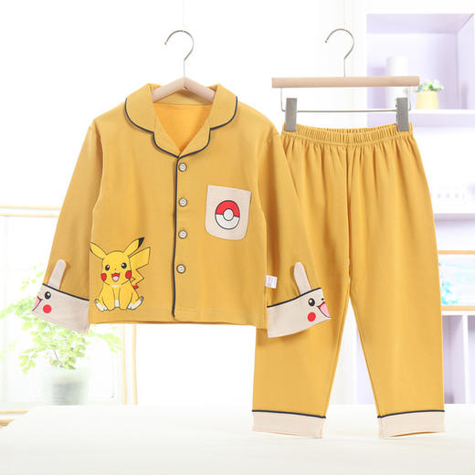 【舒适棉质 感受天然柔软】100%纯棉秋冬新款儿童开衫家居服男女中小童宝宝卡通动漫棉睡衣套女孩翻领韩版套装 商品图3