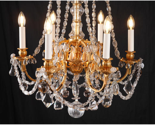 独角鹿西洋古董法国路易十六风格花果主题铜鎏金双色水晶枝形吊灯 商品图4