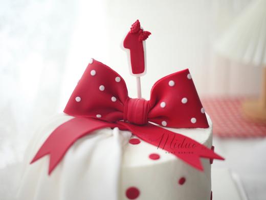 女孩款 翻糖蝴蝶结 红色波点 甜美裙边 周岁礼 小红书网红款 商品图0