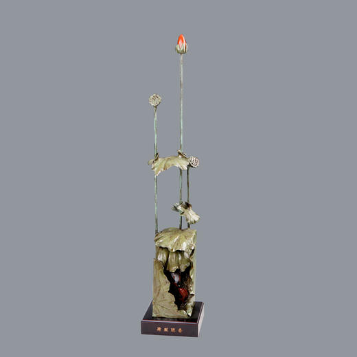 宇达青铜全铜摆件《荷风瑞香》创意礼品 工艺品 家居摆件  高86cm 商品图0