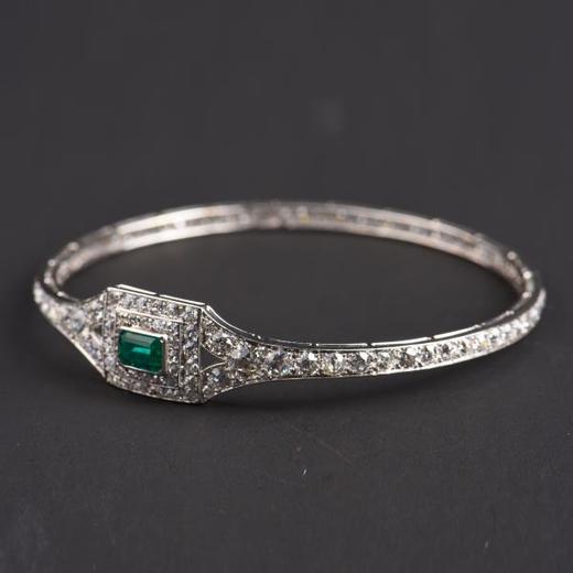 独角鹿西洋古董法国珠宝世家出品铂金镶嵌钻石祖母绿手镯手链手饰 商品图1