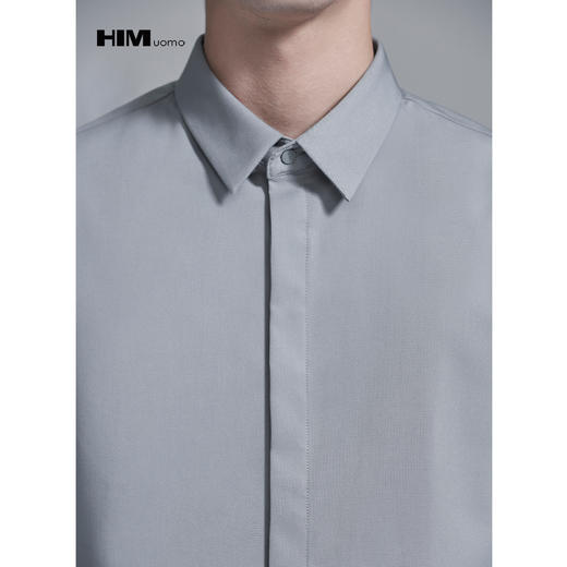 HIM漢崇 衬衫男秋商场同款青年商务正装纯色方领优雅长袖衬衣 商品图3
