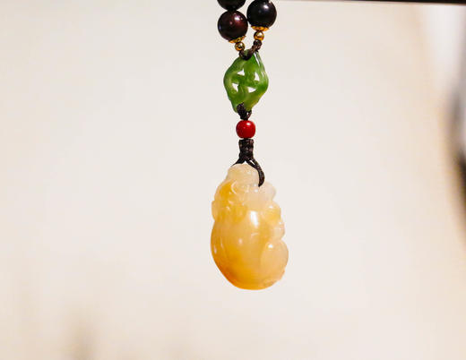 「小叶紫檀」碧玉云扣玛瑙貔貅吊坠手链 8mm 商品图1