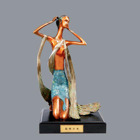 宇达青铜全铜摆件《版纳少女》创意礼品 工艺品 家居摆件 高30.5cm