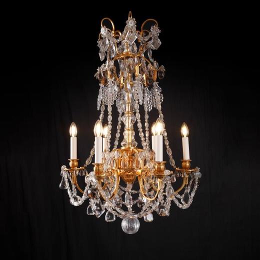 独角鹿西洋古董法国路易十六风格花果主题铜鎏金双色水晶枝形吊灯 商品图0