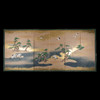 独角鹿西洋古董日本江户时期金地纸本着色仙鹤松湖六曲屏风日式 商品缩略图0