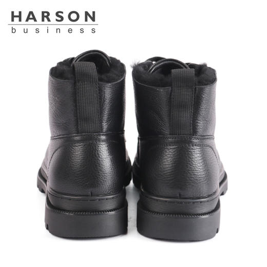哈森男鞋2021秋季新款商务休闲鞋短筒皮毛一体MA14629 商品图7
