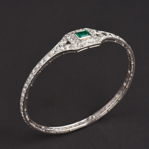 独角鹿西洋古董法国珠宝世家出品铂金镶嵌钻石祖母绿手镯手链手饰 商品图4