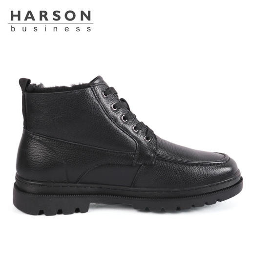 哈森男鞋2021秋季新款商务休闲鞋短筒皮毛一体MA14629 商品图5