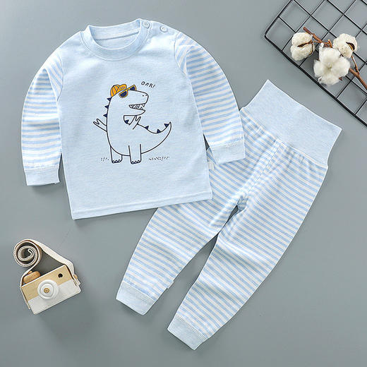 【纯棉更健康 无骨更舒适】宝宝纯棉高腰护肚秋衣秋裤婴幼儿无骨内衣套装儿童睡衣家居服 商品图11