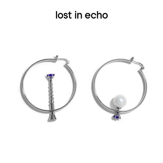 lost in echo 原创设计师品牌 可拆卸锆石钉头珍珠不对称圆形设计感耳环 商品图1