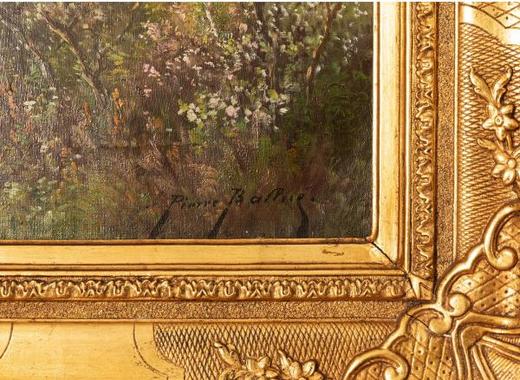 独角鹿西洋古董法国巴比松画派Pierre Ballue签名风景布面油画 商品图4