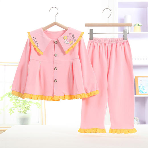 【舒适棉质 感受天然柔软】100%纯棉秋冬新款儿童开衫家居服男女中小童宝宝卡通动漫棉睡衣套女孩翻领韩版套装 商品图12