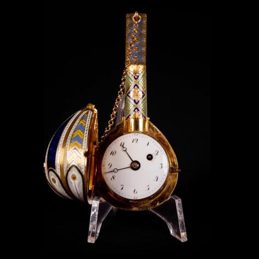 独角鹿西洋古董瑞士18K金彩色珐琅曼陀铃造型芝麻链装置机芯怀表 商品图4