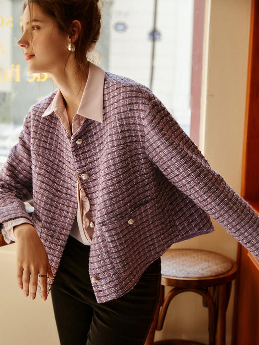 欧芮儿短外套女2021新款气质小香风设计感法式薄款夹克外套 商品图3