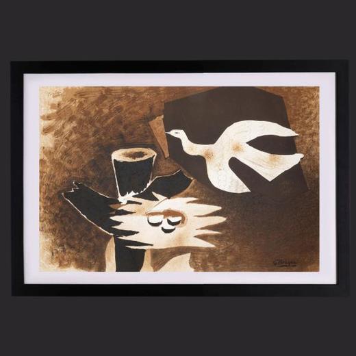 独角鹿西洋古董法国著名画家乔治·布拉克限量签名石版画小鸟与巢 商品图0