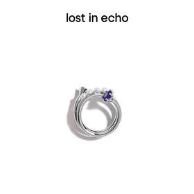 lost in echo 原创设计师品牌设计 感锆石钉头开口螺旋珍珠戒指