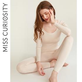 好奇蜜斯保暖内衣女薄款发热秋衣秋裤女士套装秋冬季美肤肌底无痕打底衫
