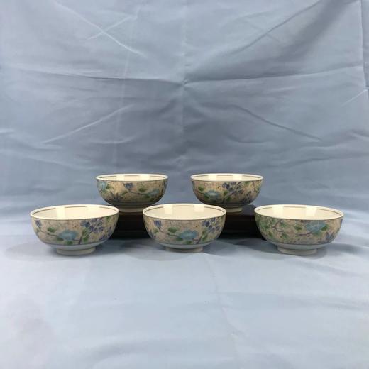 日本库山窑前畑瓷器彩绘碗 5枚装 原木盒保留 实物见视频 商品图0