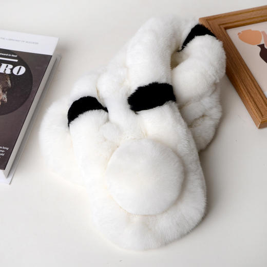 丁摩獭兔毛围巾冬季保暖女士短款纯色真皮草三管围巾球皮草围脖 商品图4