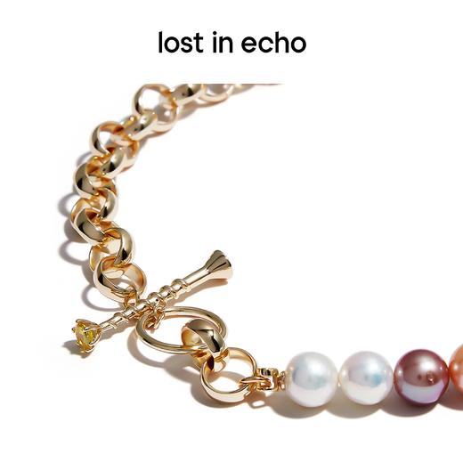 lost in echo 原创设计师品牌 设计感拼色不对称珍珠钉子OT扣项链男女同款 商品图4