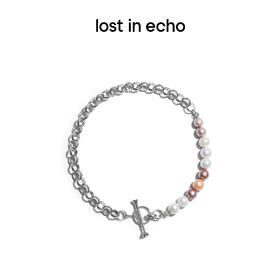 lost in echo 原创设计师品牌 设计感拼色不对称珍珠钉子OT扣项链男女同款